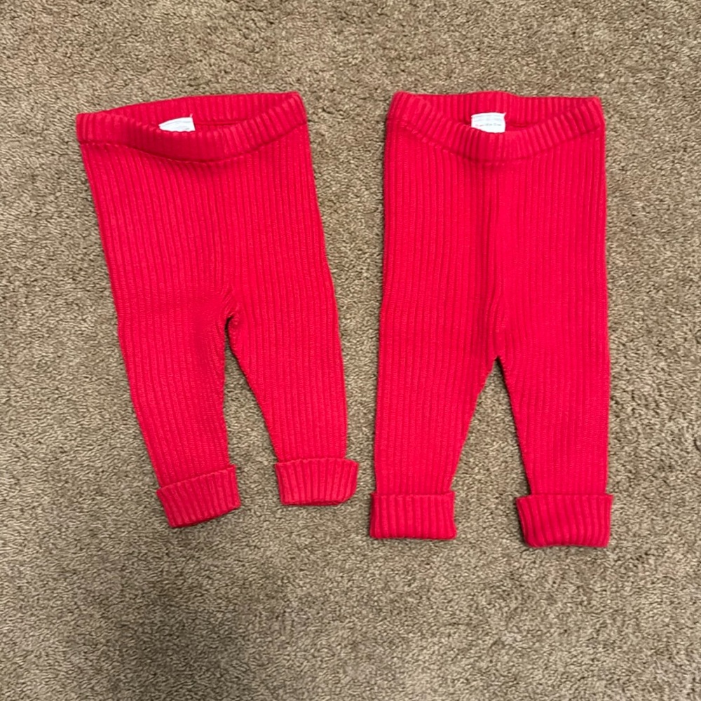 Two Pairs Red Ribbed Hanna Andersson Pants